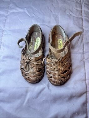 Vintage ToddleTime Toddler/Toddler Kids Brown Leather Huarache Sandals -